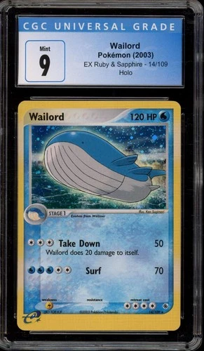 Pokemon Wailord EX Ruby & Sapphire 14/109 Holo CGC 9 Mint