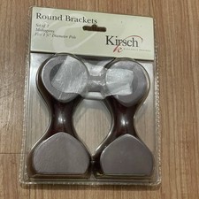 Kirch Curtain Rod Round Brackets Set Of 2 Mahogany Fits 1-3/8” Dia. Pole