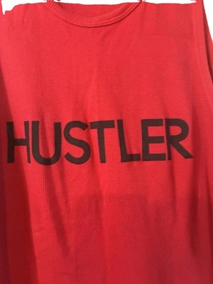 Hustler women s Red Ribbed Knit Graphic Sleeveless T-Shirt Large