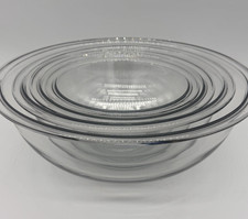 Set of 4 Pyrex Nesting Mixing Bowls 322 323 325 326 Clear Glass USA Vintage