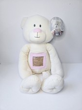 Demdaco plush stuffed teddy bear pink Message Friend NWT 16" autograph baby