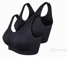 2 Stck Sport Form Bustier ohne B&uuml;gel Push Up BH Microfaser Damen 2XL/3XL schwarz