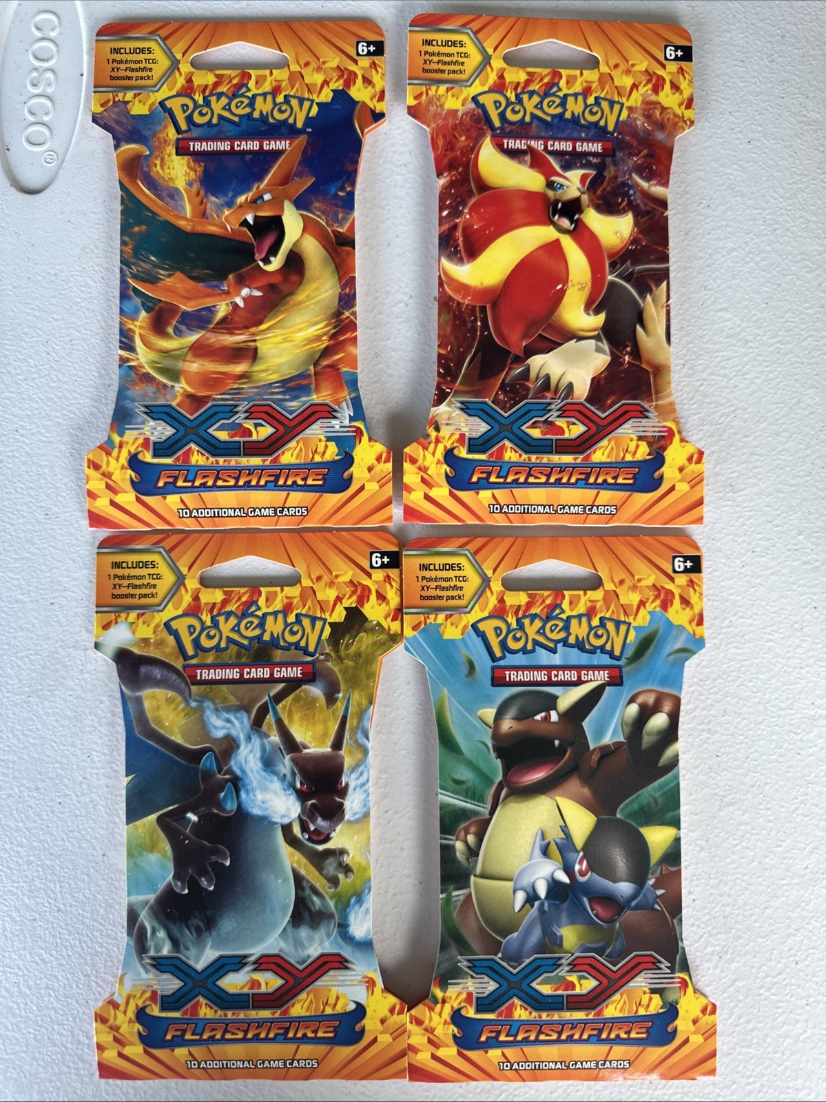 4x Pokemon XY FLASHFIRE SLEEVED PACKS - COMPLETE ART SET - FACTORY SEALED