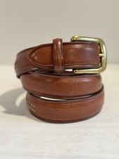 Chaps Ralph Lauren Men Brown Leather Braided inset Dress Belt Size 42