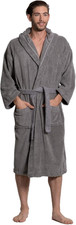 Turkuoise Men'S Turkish Terry Cloth Robe, Thick Hooded Bathrobe