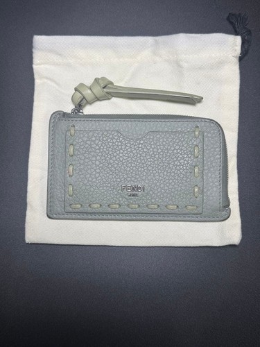 Fendi Peekaboo Selleria Leather Card Case Black Used