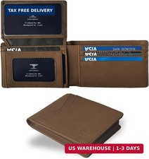 Men's Slim Brown Carbon Fiber Wallet RFID Blocking Minimalist Bifold 12 Cards