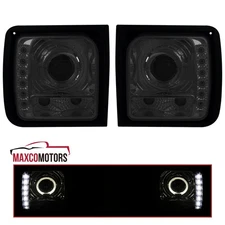 Smoke Projector Headlights Fits 1997-2001 Jeep Cherokee LED Strip Head Lamps L+R