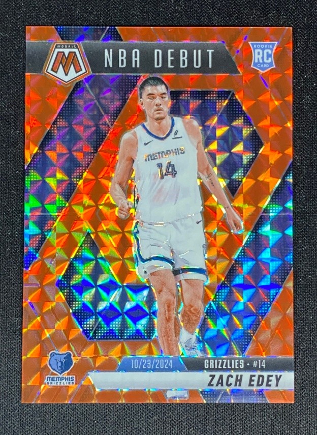 Zach Edey 2024-25 Panini Mosaic NBA Debut Orange Mosaic Prizm 009/249 RC #251