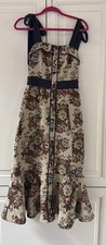 VESTIDO S Mable VINO Romance De Colección Estilo Victoriano Tapiz FLORAL MOÑO Mangas