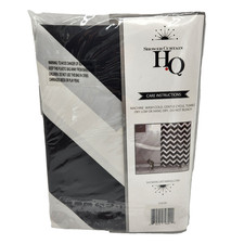 Shower Curtain HQ Chevron Black White Fabric 70x74 Modern Bath Decor New Sealed