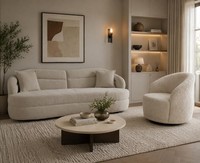 3 Sitzer Sofa Sessel Wohnzimmer Stil Modern Farbe Beige Neu Weich Bequem