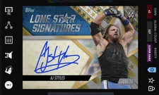 AJ Styles - Silver 1000cc Lone Star Signature SR - Topps Slam Stadium Club 25