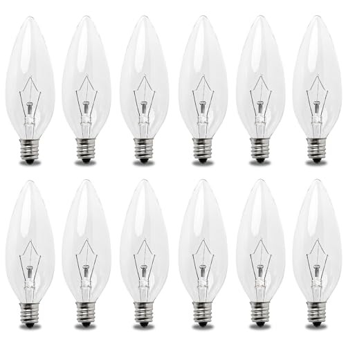 12 Pack 60W 120V E12 Base B10 CTC Incandescent Light Bulbs, 
