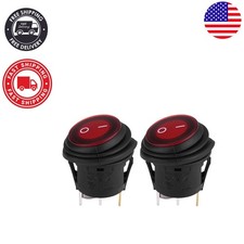 2 Pcs Waterproof LED Rocker Switch 12V 20A for Cars and Boats - Snap-In Design