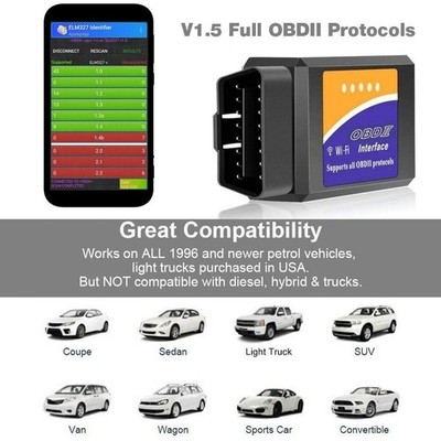 ELM327 Wifi V1.5 PIC18F25K80 Chip Code Reader for IOS Android WI-FI ODB2 Tool A