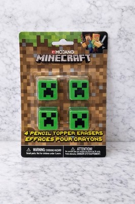 Minecraft Creeper Pencil Top Erasers 4pk Mojang Party Favors New 