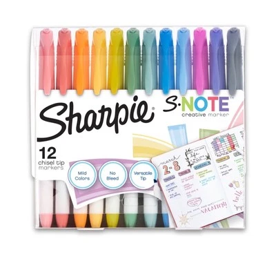 Sharpie S-Note Creative Marker Chisel Tip Assorted Dozen - Brand New!