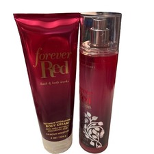 2 Piece BATH BODY WORKS FOREVER RED Hydrating Body Cream Body Spray Mist Set