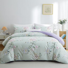 Floral Duvet Cover Queen Size 3 Pieces, Flower Duvet Cover with 2 Pillow Shams,