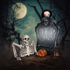 AplusChoice 15" Animated Halloween Tombstone  Half Skeleton Lights Gravestone
