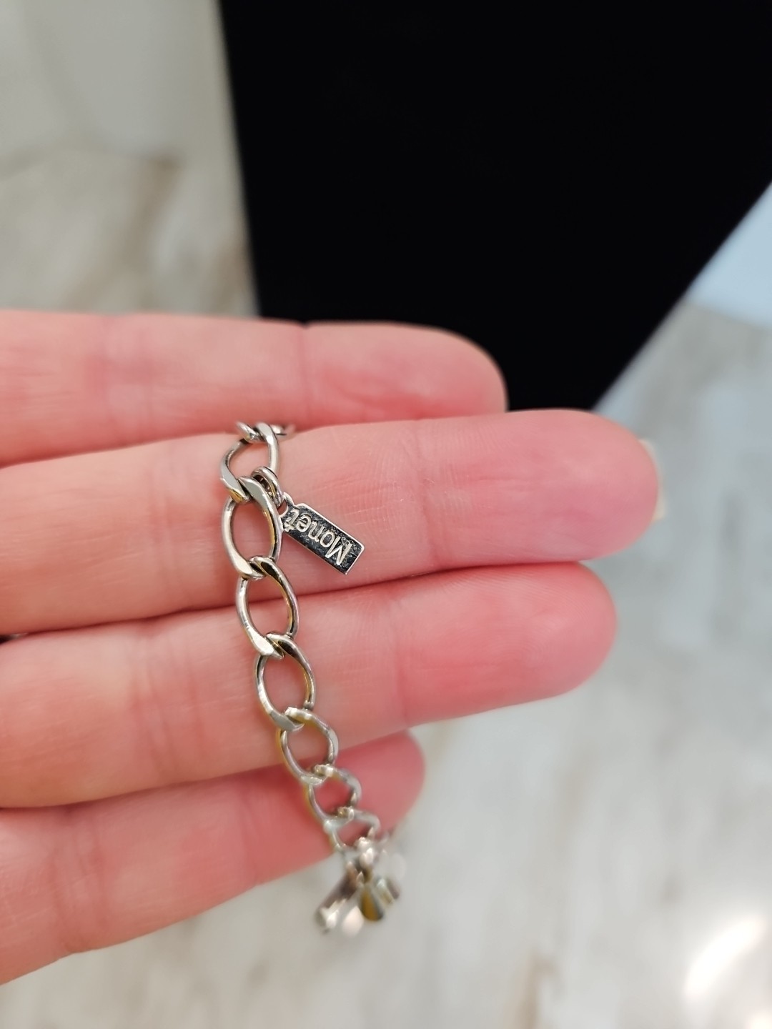 Monet Silver Statement Link Necklace Earring Brac… - image 10