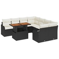 Garten-Sofa-Set Sitzgruppe 7-Teilig Mit Kissen Schwarz Creme FüR Terrasse