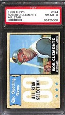 1968 TOPPS #374 Roberto Clemente PSA 8 NM-MT 06125000 