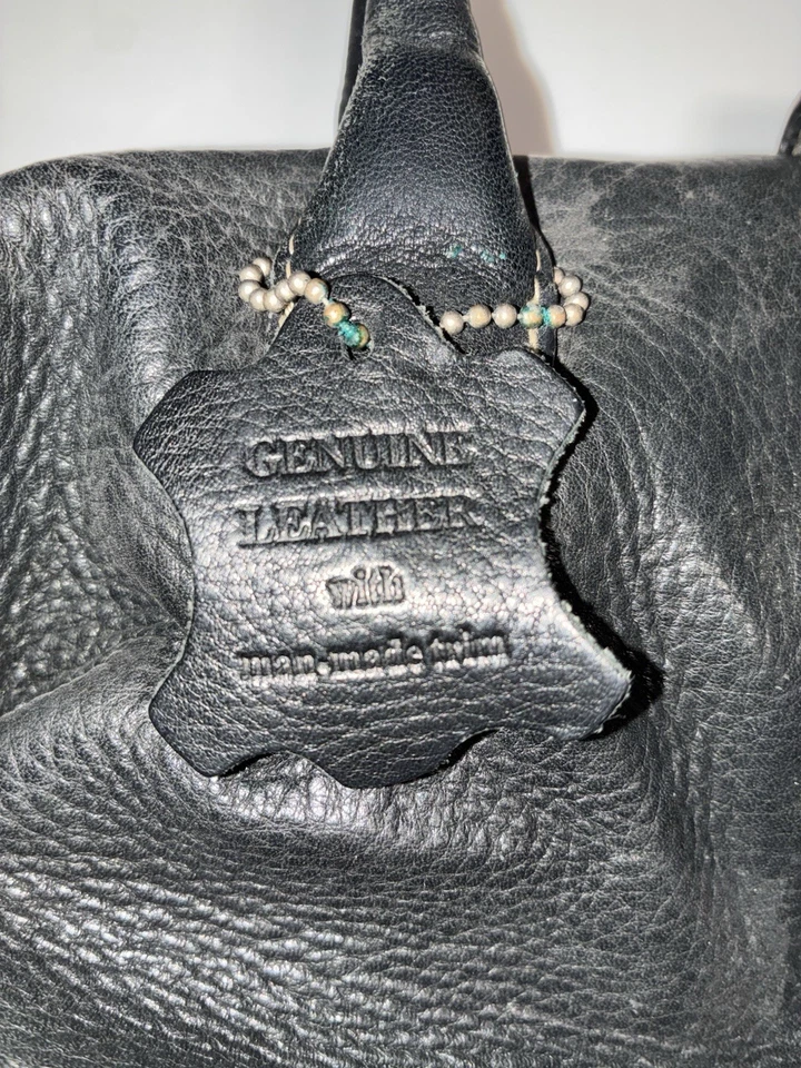 Black Pebbled Leather Shoulder Bag with Silver Buckle – Medium Tote Purse - Image 2 of 2