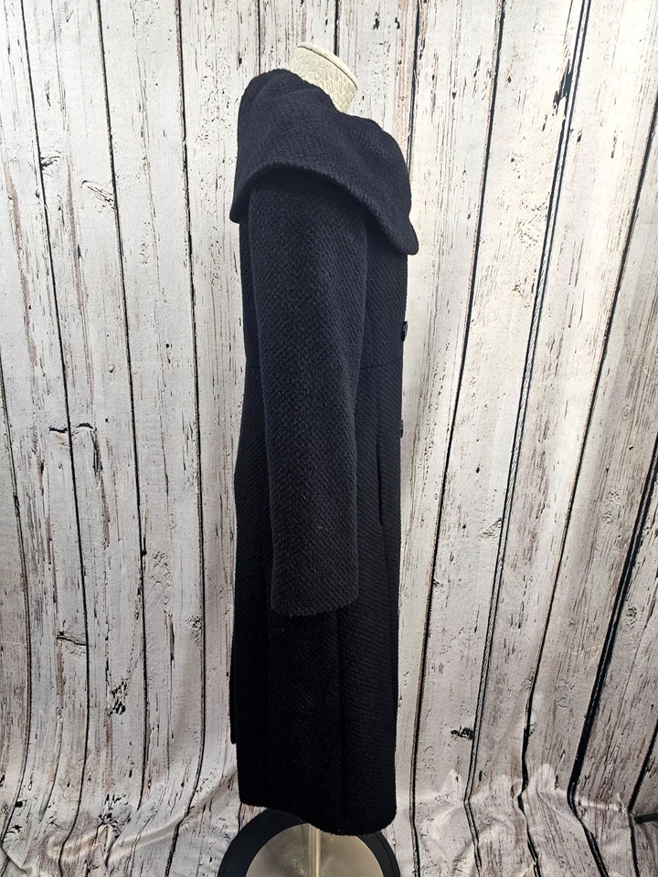 Searle 6 Wool Alpaca Winter Trench Overcoat Long Coat Black Designer warm EUC - Image 4 of 4