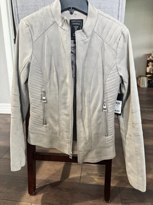 Chaqueta para mujer GUESS Mia XS gris lisa cremallera completa manga larga corta W6422HMU800 - Imagen 1 de 4