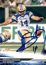 Sergio Castillo Signed 2025 Upper Deck CFL Football card Winnipeg Blue Bombers
