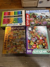 Lot of 4 Springbok Jigsaw Puzzles 500 pieces Except One, All Built And Checked