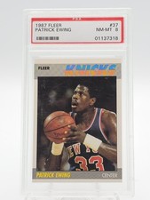 PATRICK EWING 1987-88 FLEER BASKETBALL #37 KNICKS PSA 8 Q4807