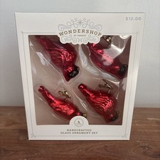 Glass Clip On Red Cardinal Bird Holiday Ornaments Target Wondershop Set Of 4
