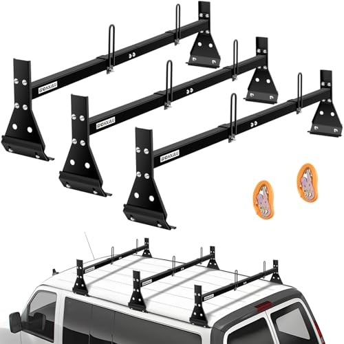 Ladder Rack Latch 3 Bar Anti-Slip Van Ladder Rack - Adjustable Length 57''-65'' - 3 PCS ...