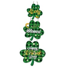 St Patricks Day Door Decorations, Shamrock Shaped Hanging Sign for St.