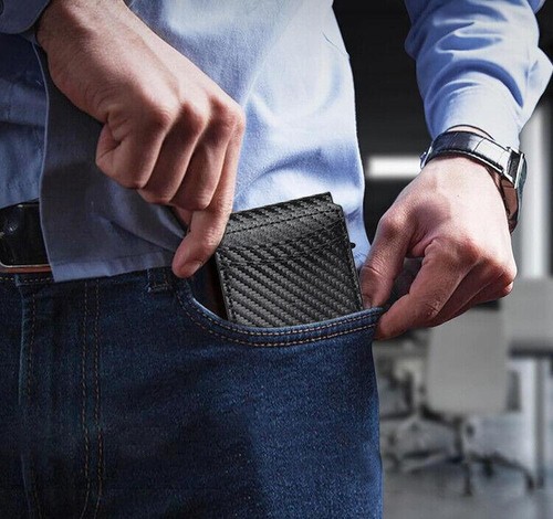Pop-Up Kartenetui Schmale minimalistische Herren-Geldbörse mit Doppelfaltung Geldscheinklammer - Bild 5 von 8