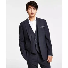 Bar III Men's Charcoal Wool-Blend Skinny Wrinkle-Resistant Suit Jacket Size 36S