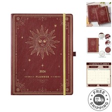 2026 Planner: Stylish 9" x 11" Weekly Monthly Organizer in Leather