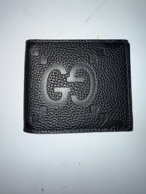 Gucci Jumbo GG Black Italian Leather Bi-fold Wallet NEW AUTHENTIC