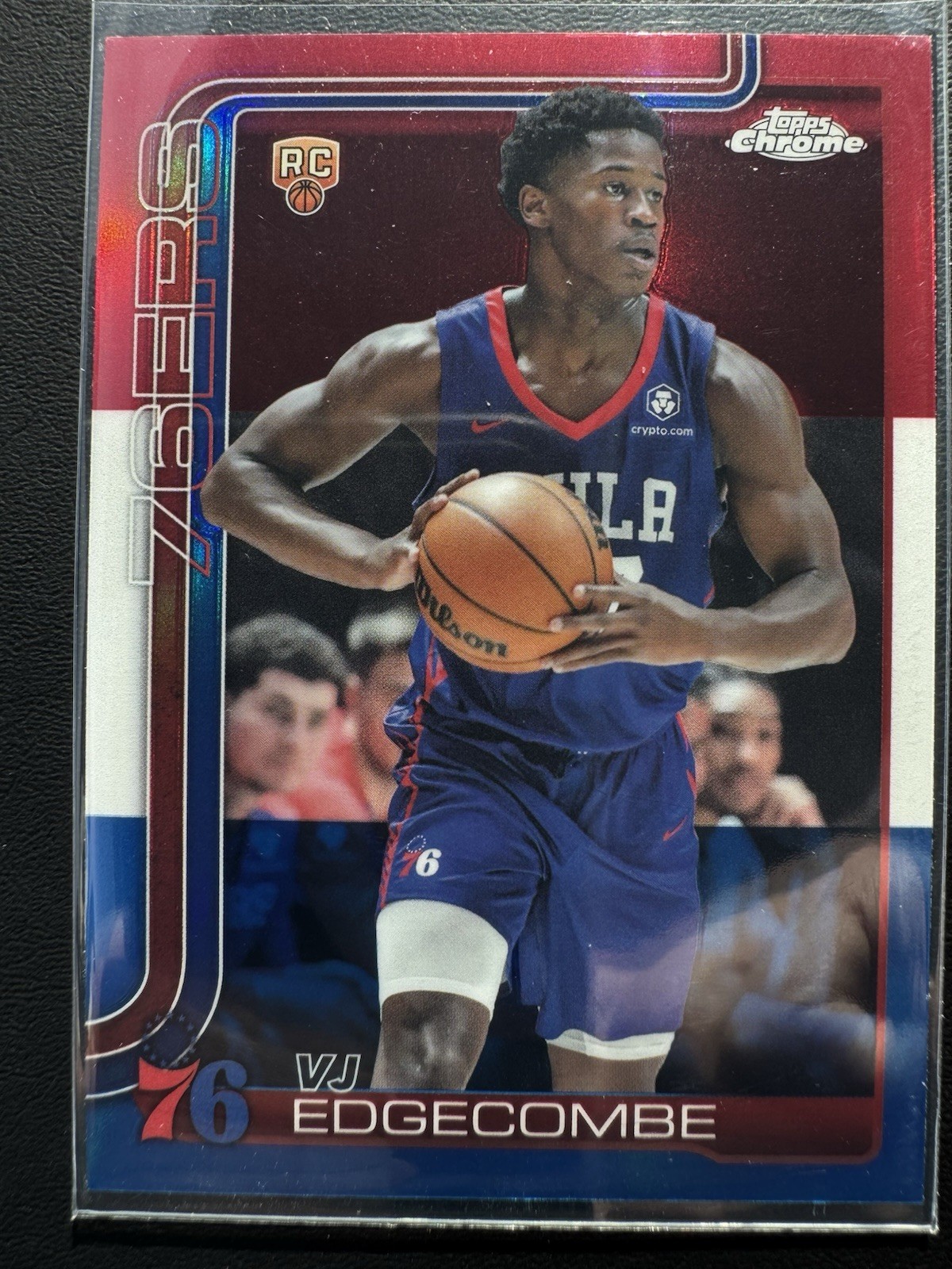 2025-26 Topps Chrome #253 VJ Edgecombe Red White Blue RC Philadelphia 76ers