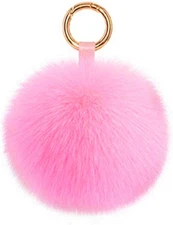 Genuine Fox Fur PomPom Keychain Bag Charm Car Purse Charm Fluffy Fur Ball Handba