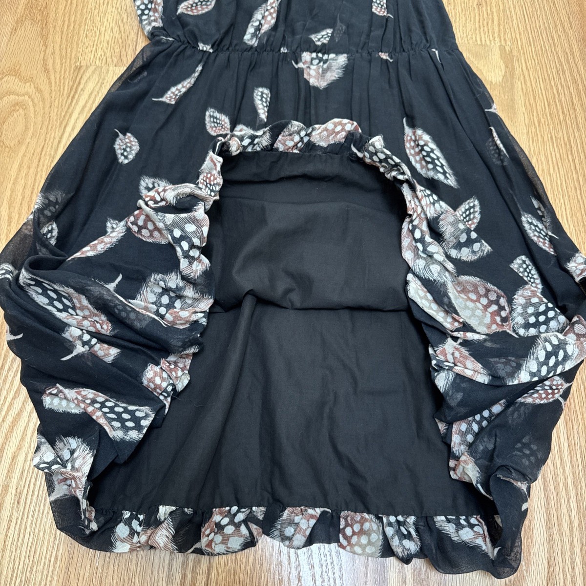 leifsdottir one shoulder dress Leifsdottir Black Feather Print One Shoulder Dress Size 4 Anthropologie No Belt