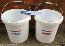 2 x Car Wash Buckets (20 Litres) Wash & Rinse, No guards