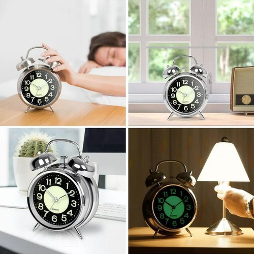 Sveglia Analogica Batteria Silenziosa Da Comodino Con Luce Snooze, Luce Notturna - Foto 9 di 10