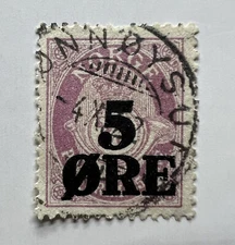 1922 NORWAY 5 ORE STAMP #99/102X WITH BRONNOYSUND SOTN SON CANCEL