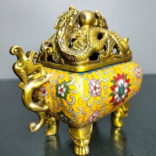 Chinese Copper Cloisonne Enamel Handmade Exquisite Incense Burner