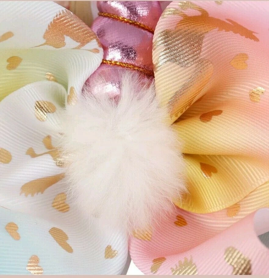 Lazo JoJo grande unicornio moño de pelo con clip de cocodrilo para sujeción segura NUEVO Foto 2 de 3
