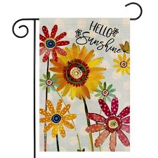 Spring Flowers Garden Flag 12x18 Inch Double Sided,Hello Sunshine Sunflower D...